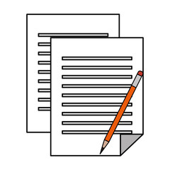 paper documents with pencil vector illustration design