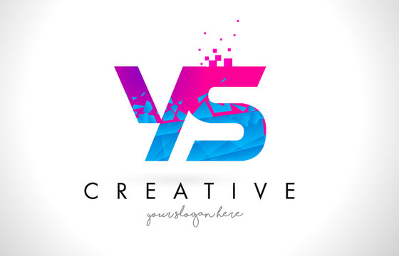 YS Y S Letter Logo with Shattered Broken Blue Pink Texture Design Vector.