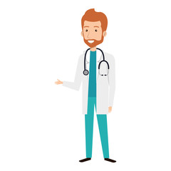 Fototapeta premium Male doctor with stethoscope avatar character vector illustration design