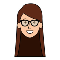 beautiful and young woman head with glasses vector illustration design