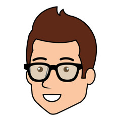 young man head avatar with glasses vector illustration design