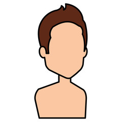 young man shirtless avatar character vector illustration design