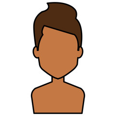 young man shirtless avatar character vector illustration design