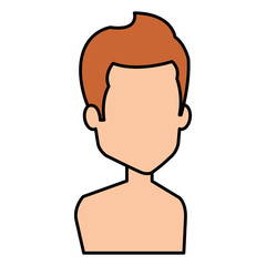young man shirtless avatar character vector illustration design