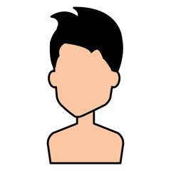 young man shirtless avatar character vector illustration design