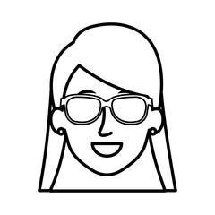 beautiful and young woman head with glasses vector illustration design