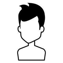 young man shirtless avatar character vector illustration design