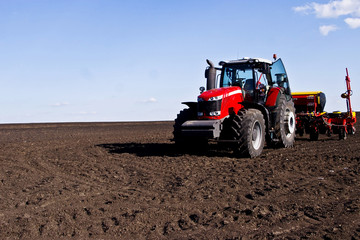 Tractor in a large spacious field