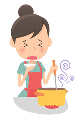 主婦　鍋料理の味見　不味い