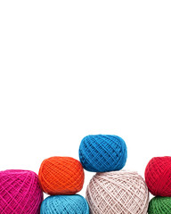 Balls of cotton. Knit crochet. The colored yarn.