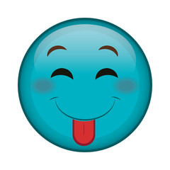 tongue out face emoticon kawaii character vector illustration design