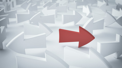 red arrow among the white on the plane