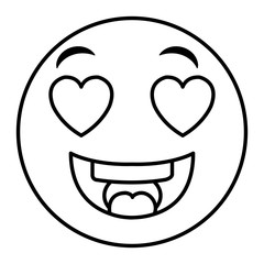 in love face emoticon kawaii character vector illustration design