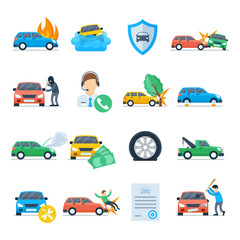 Fototapeta premium Car insurance services icon set