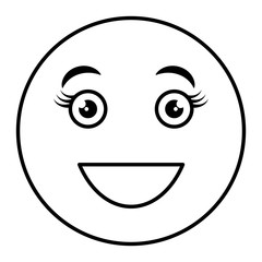 happy face emoticon kawaii character vector illustration design