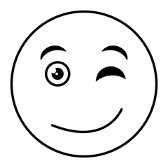 flirtatious face emoticon kawaii character vector illustration design