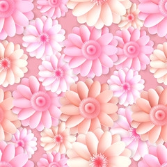 Vector Gerbera flowers seamless pattern