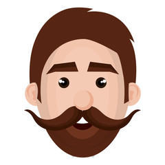 young man with mustache head avatar vector illustration design