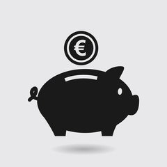 Piggy bank icon. Pictograph of moneybox. Flat design.