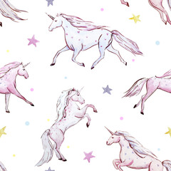 Watercolor unicorn pattern © Zenina-Lembrik