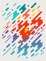 Colorful modern style abstract graphic with composition from various rounded shapes