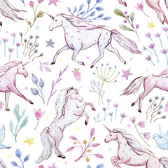 Watercolor unicorn pattern