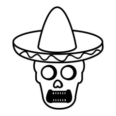 Mexican mariachi skull character vector illustration design
