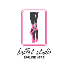 ballet logo for ballet school, dance studio. vector illustration
