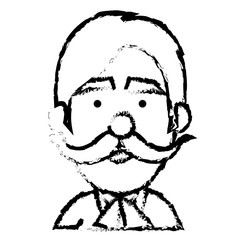 young man with mustache head avatar vector illustration design
