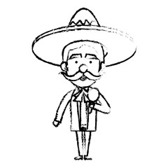 Mexican mariachi with maracas avatar character vector illustration design