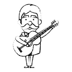 Mexican mariachi with guitar avatar character vector illustration design