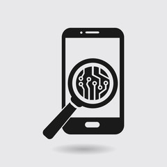 Electronic circuit of technological device. Technology scheme square symbol. 