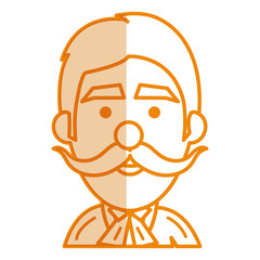 young man with mustache head avatar vector illustration design