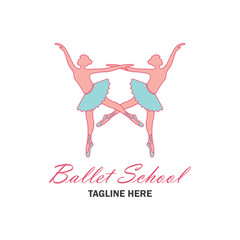 ballet logo for ballet school, dance studio. vector illustration
