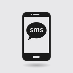 Smartphone email or sms icon. Mobile mail sign symbol.