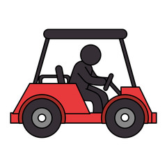 golf car with driver isolated icon vector illustration design