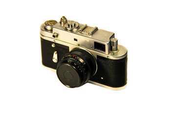 Retro photo camera isolated on the white background