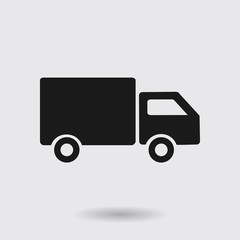 Delivery truck sign icon. Cargo van symbol. Shipments and free delivery. Flat style. Vector.