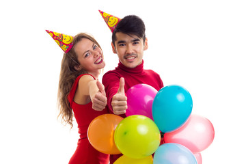 Young couple with balloons