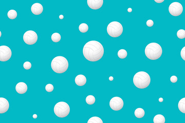 Vector seamless pattern with volleyball on green background.