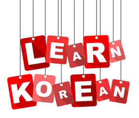 Obraz na płótnie Canvas Red vector flat design background learn korean. It is well adapted for web design.
