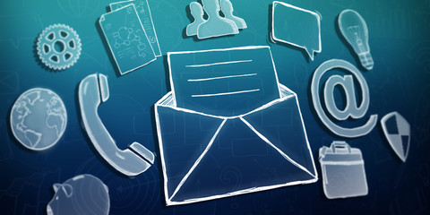 Depth of field on a hand drawn email presentation