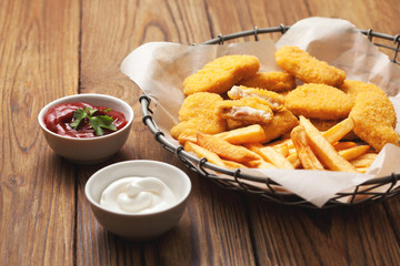 Chicken nuggets and french fries