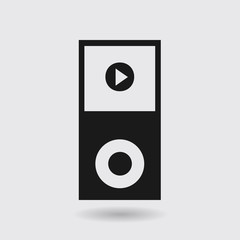 Portable media player icon. Flat design style. 