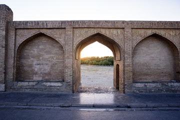 Si-O-Seh Bridge on sunset in Isfahan, Iran