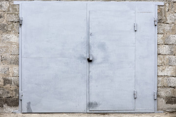 old metal warehouse door, hangar, high resolution photo