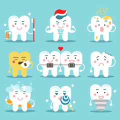 Human Teeth Characters vector illustration in flat style