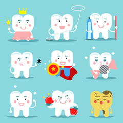 Human Teeth Characters vector illustration in flat style