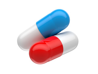 pills capsules isolated on white background, 3D rendering