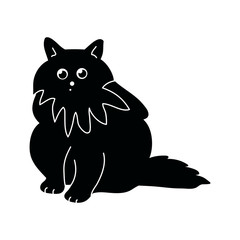 Silhouette of a fluffy cat